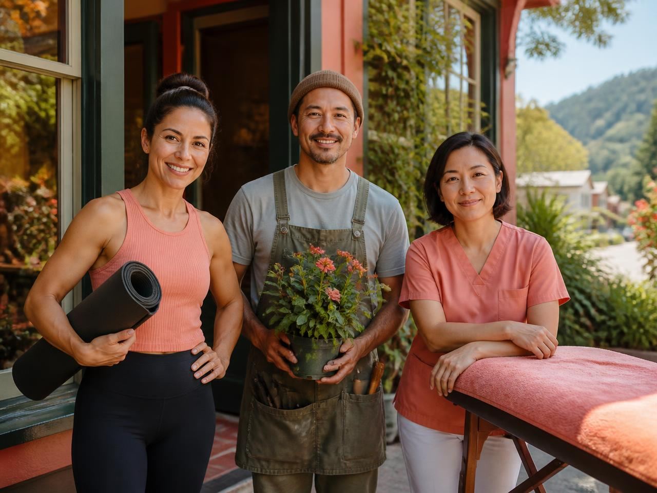 A personal trainer, gardener, and wellness professional who run local businesses